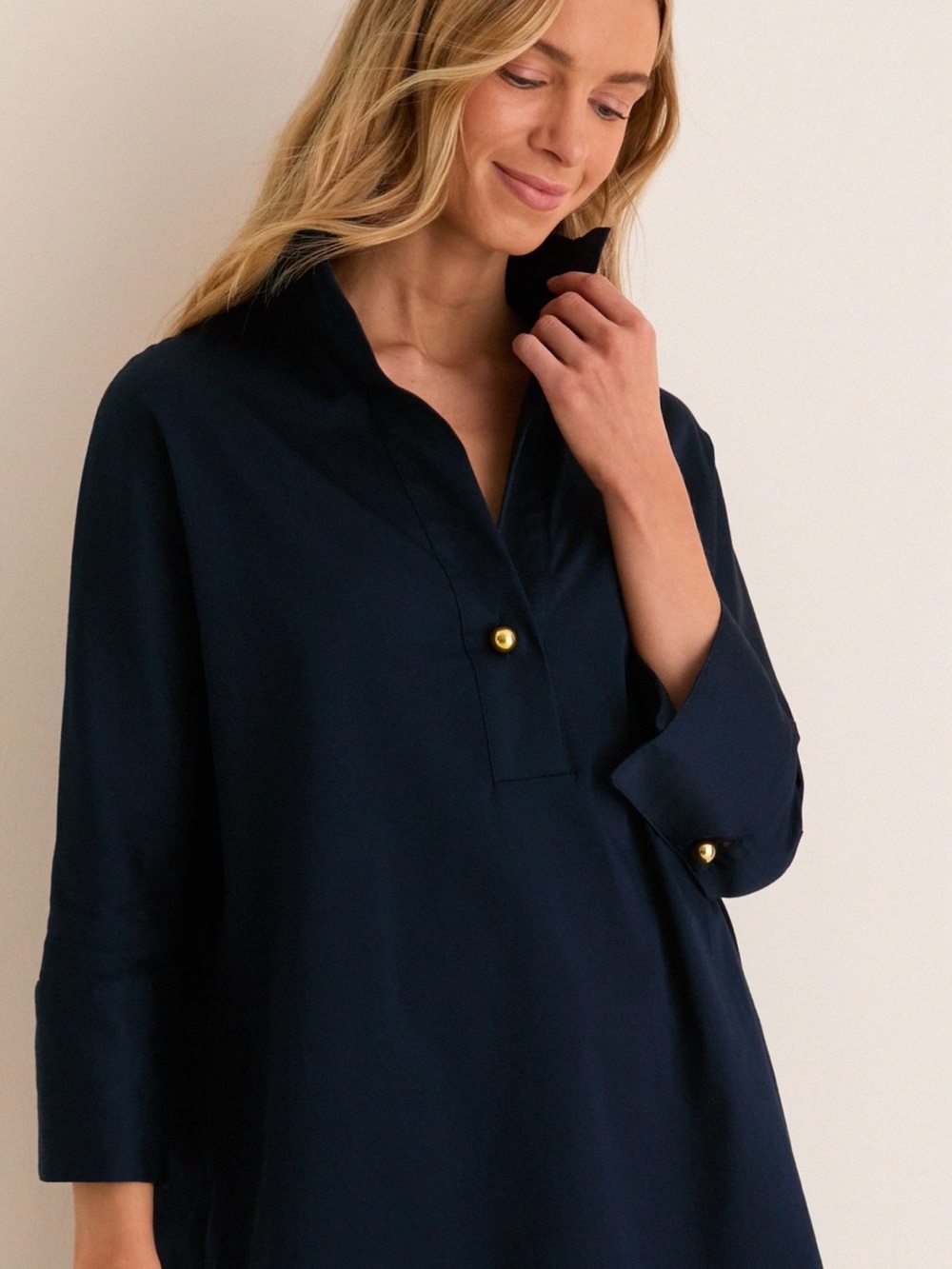 Tuckernuck Navy Willow Blouse Tunic Shirt - Size Large